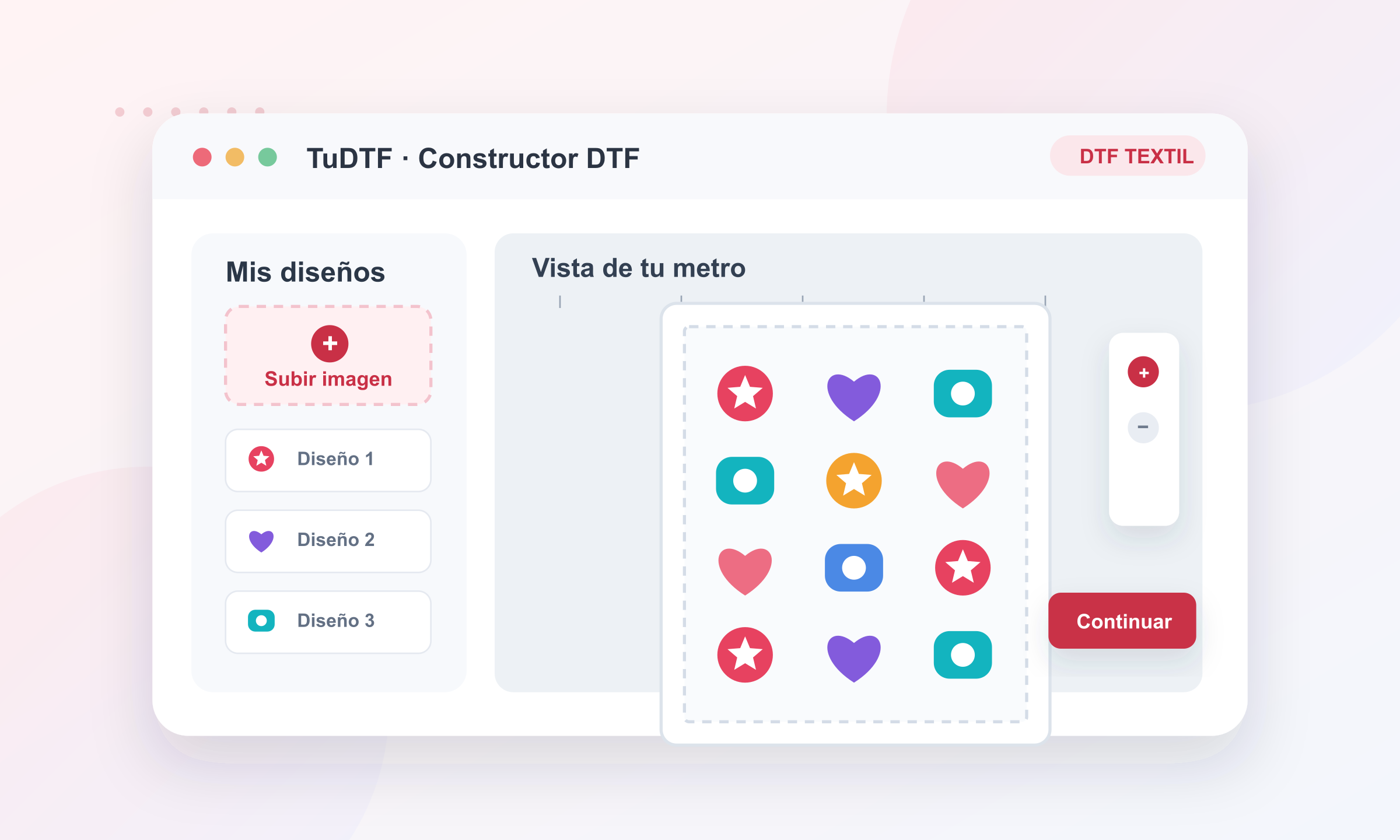 Ilustración del constructor de metros DTF textil