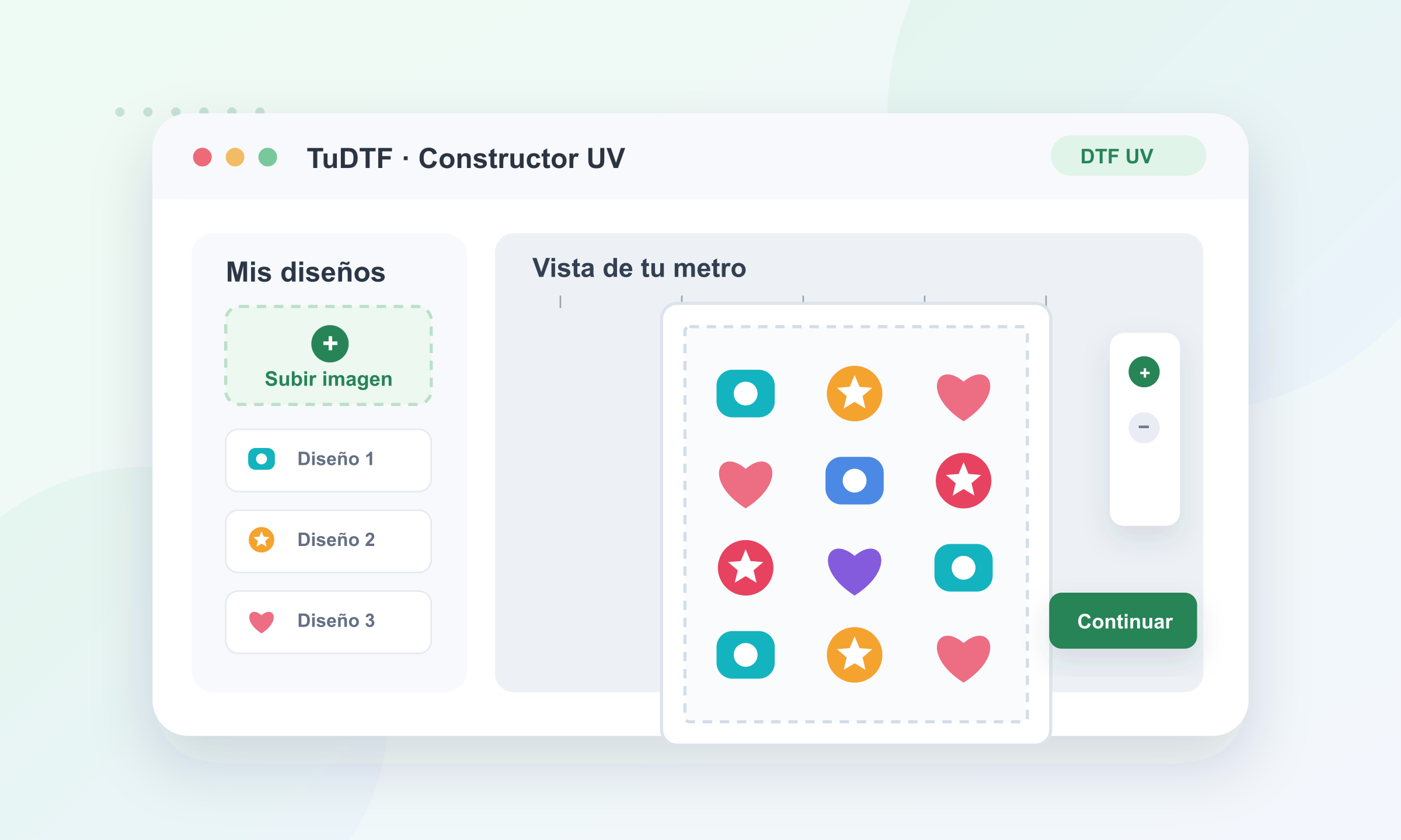 Ilustración del constructor de metros DTF UV